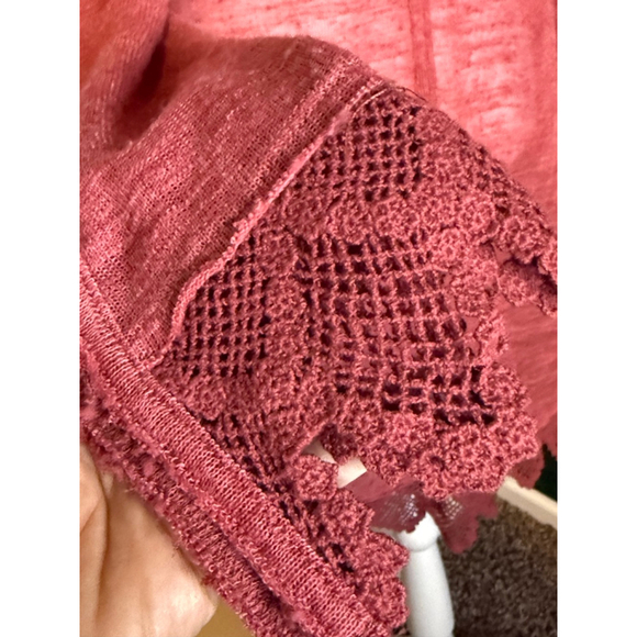 Vintage Free People Lace Hem Cardigan in Rose ✨ Size M - Picture 3 of 5